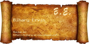 Bihary Ervin névjegykártya