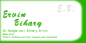 ervin bihary business card